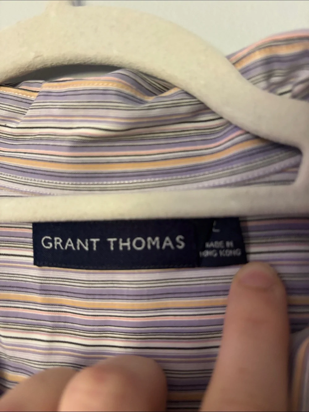 Grant Thomas Lavender Stripe Long-Sleeve Dress Shirt